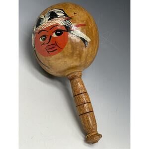 Vintage Wooden Venezuela Maraca Shaker Music Instrument Glossy Finished